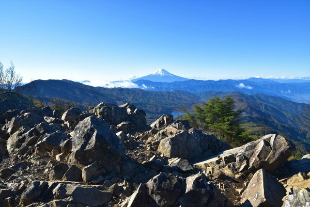 大菩薩嶺 雷岩から見る富士山